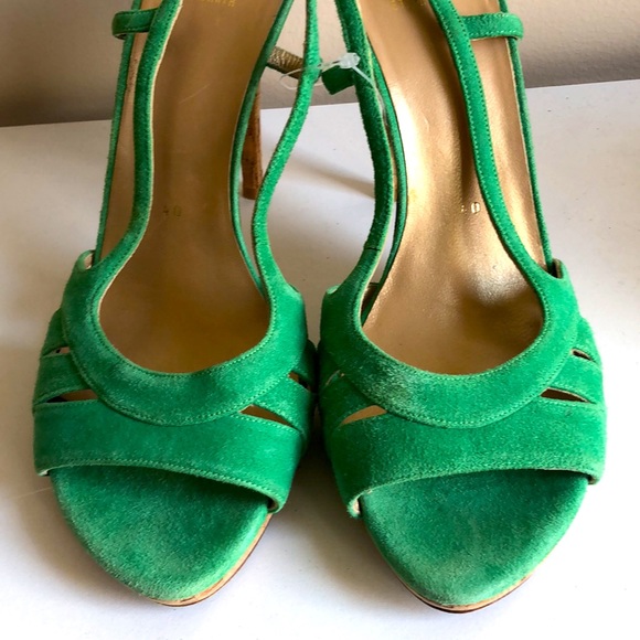 Stuart Weitzman St. Barth Made In Spain Suede Cork Heel Sandals - Picture 3 of 8